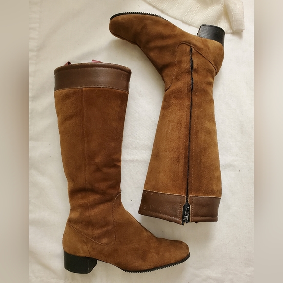 Vintage Shoes - 70s Vintage Suede Hush Puppies Knee High Boots